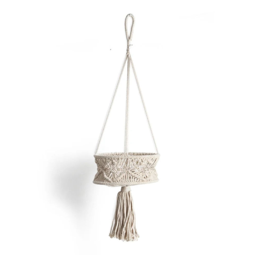 Artisanal Macrame Hanging Basket Rustic Home Decor Accent